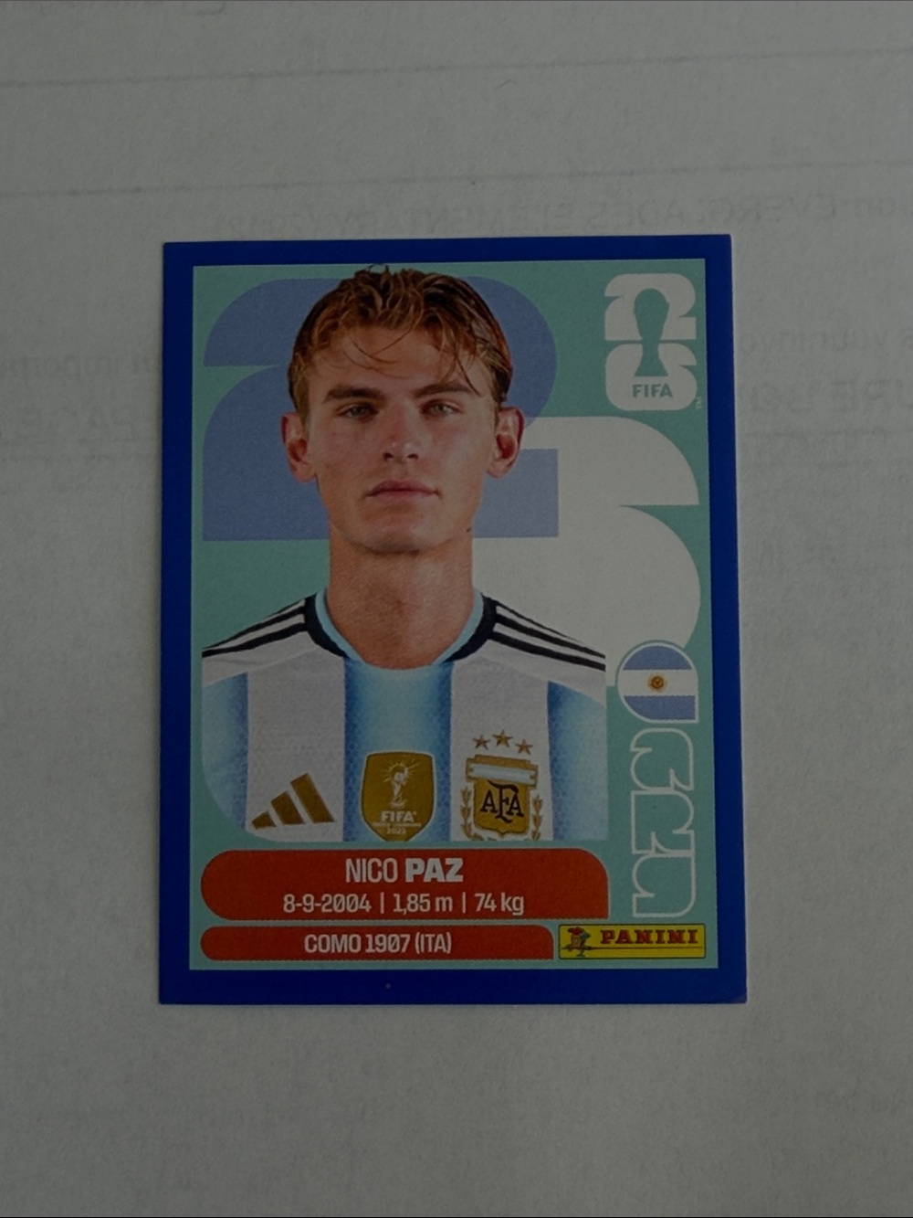 Panini FIFA blue  Nico Paz Sticker - ARG14
